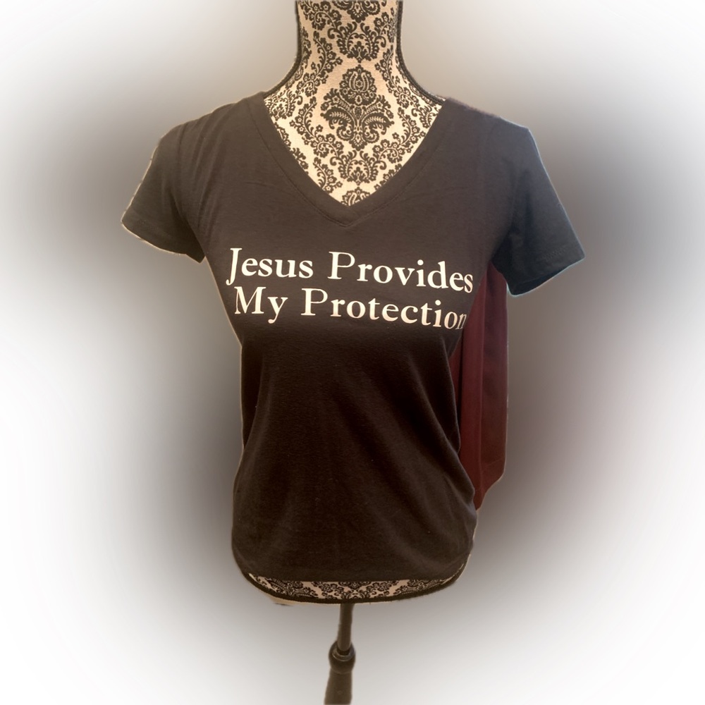Customised “Jesus provides my protection” t-shirt